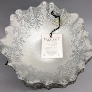 Akcam Turkish 6" Snowflake Bowls Silver NEW Set of 4